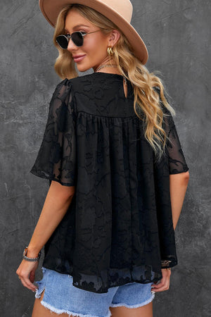 Effortlessly Chic Crew Neck Short Sleeve Blouse - MXSTUDIO.COM