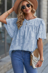 Effortlessly Chic Crew Neck Short Sleeve Blouse - MXSTUDIO.COM