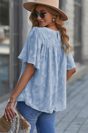 Effortlessly Chic Crew Neck Short Sleeve Blouse - MXSTUDIO.COM