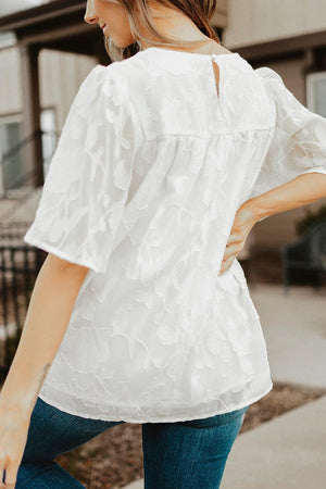 Effortlessly Chic Crew Neck Short Sleeve Blouse - MXSTUDIO.COM