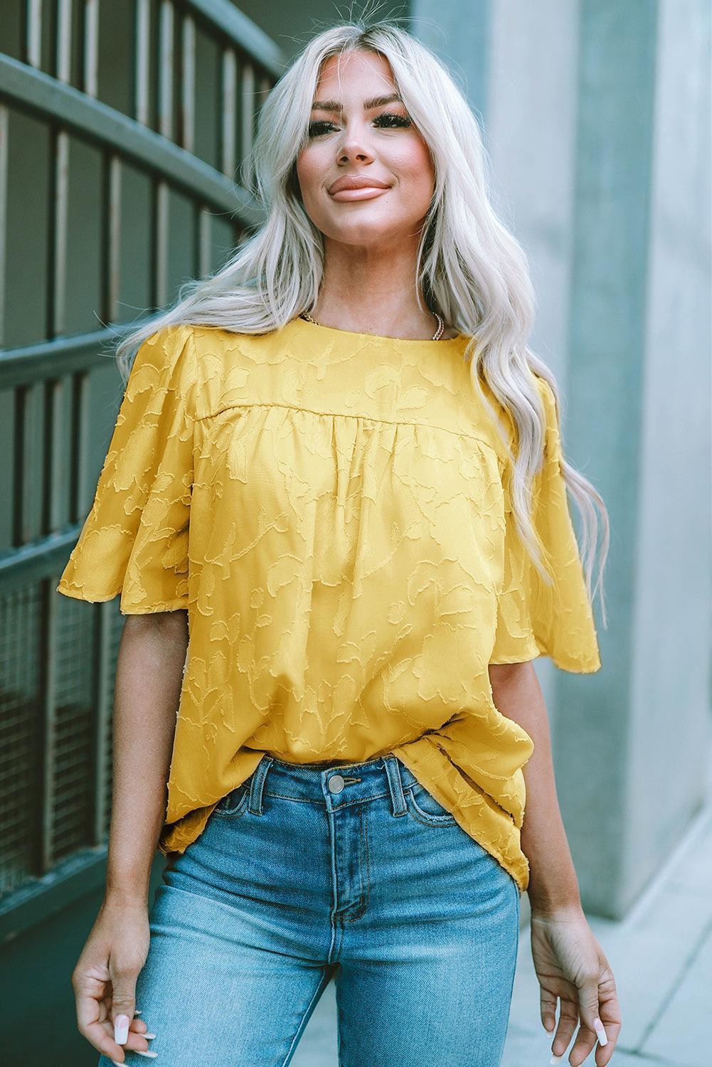 Effortlessly Chic Crew Neck Short Sleeve Blouse - MXSTUDIO.COM