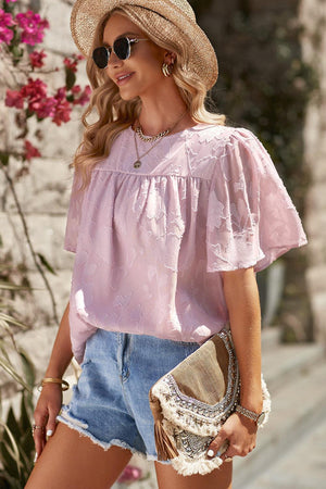 Effortlessly Chic Crew Neck Short Sleeve Blouse - MXSTUDIO.COM