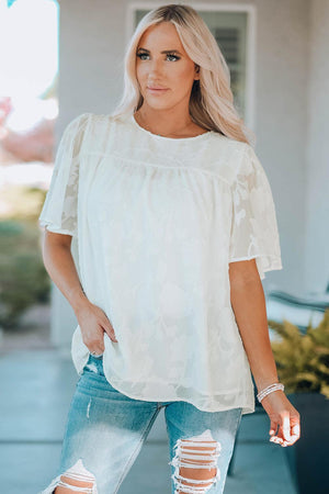 Effortlessly Chic Crew Neck Short Sleeve Blouse - MXSTUDIO.COM