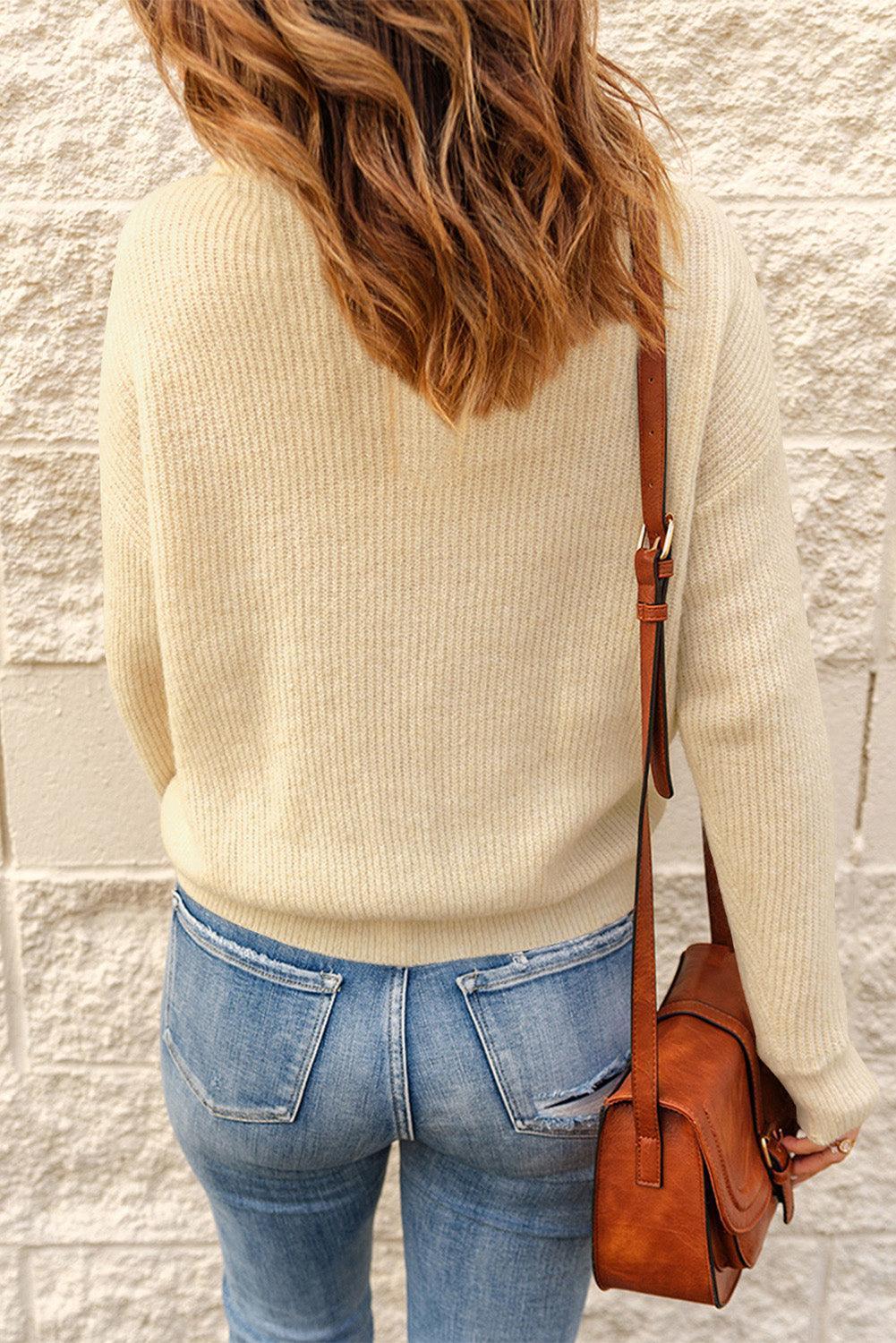 Effortlessly Chic Knit Collared Sweater - MXSTUDIO.COM