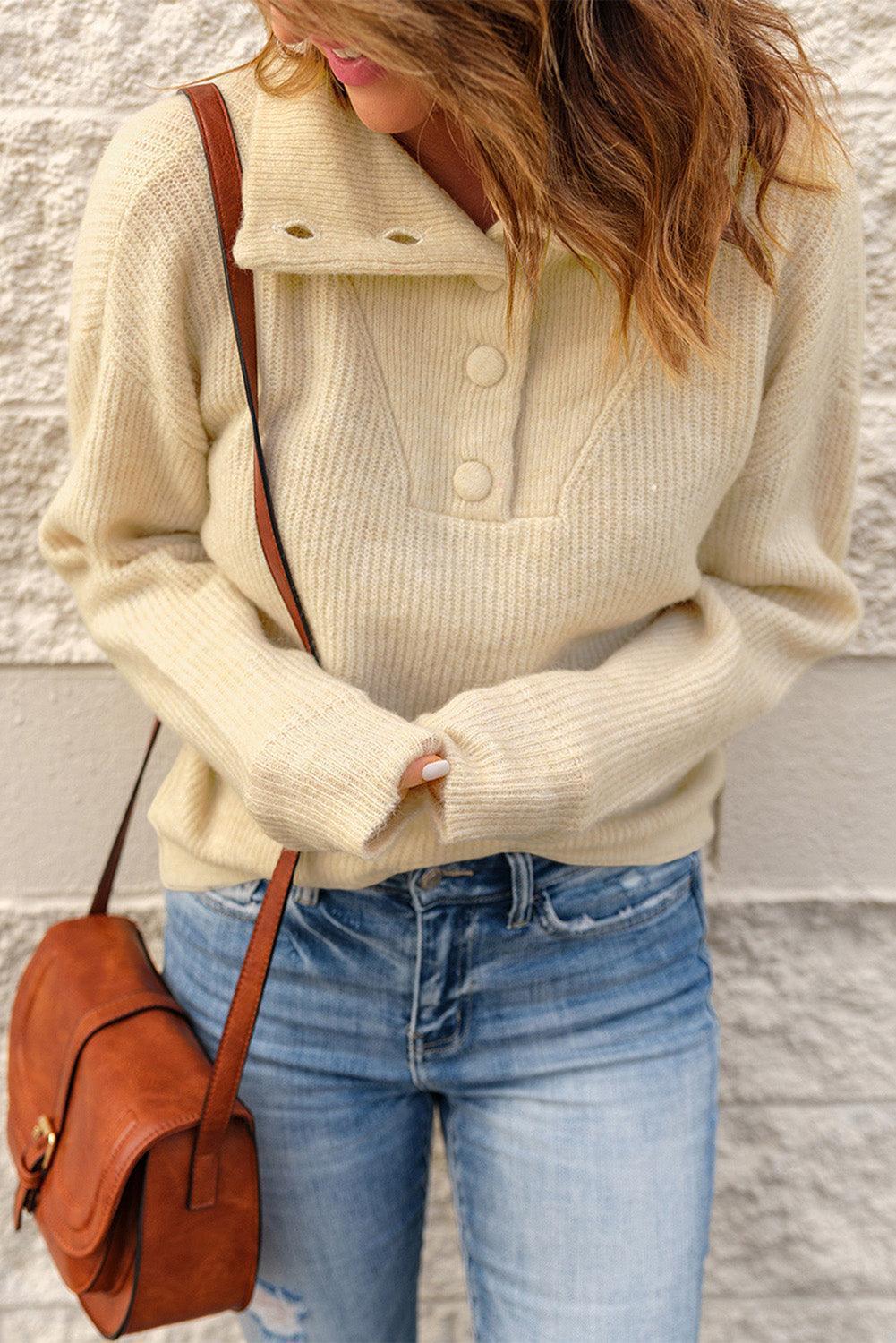 Effortlessly Chic Knit Collared Sweater - MXSTUDIO.COM