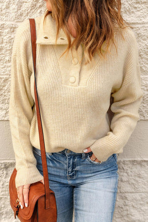 Effortlessly Chic Knit Collared Sweater - MXSTUDIO.COM