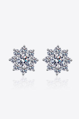 Eight Leaf Sterling Silver 1 Carat Moissanite Stud Earrings - MXSTUDIO.COM