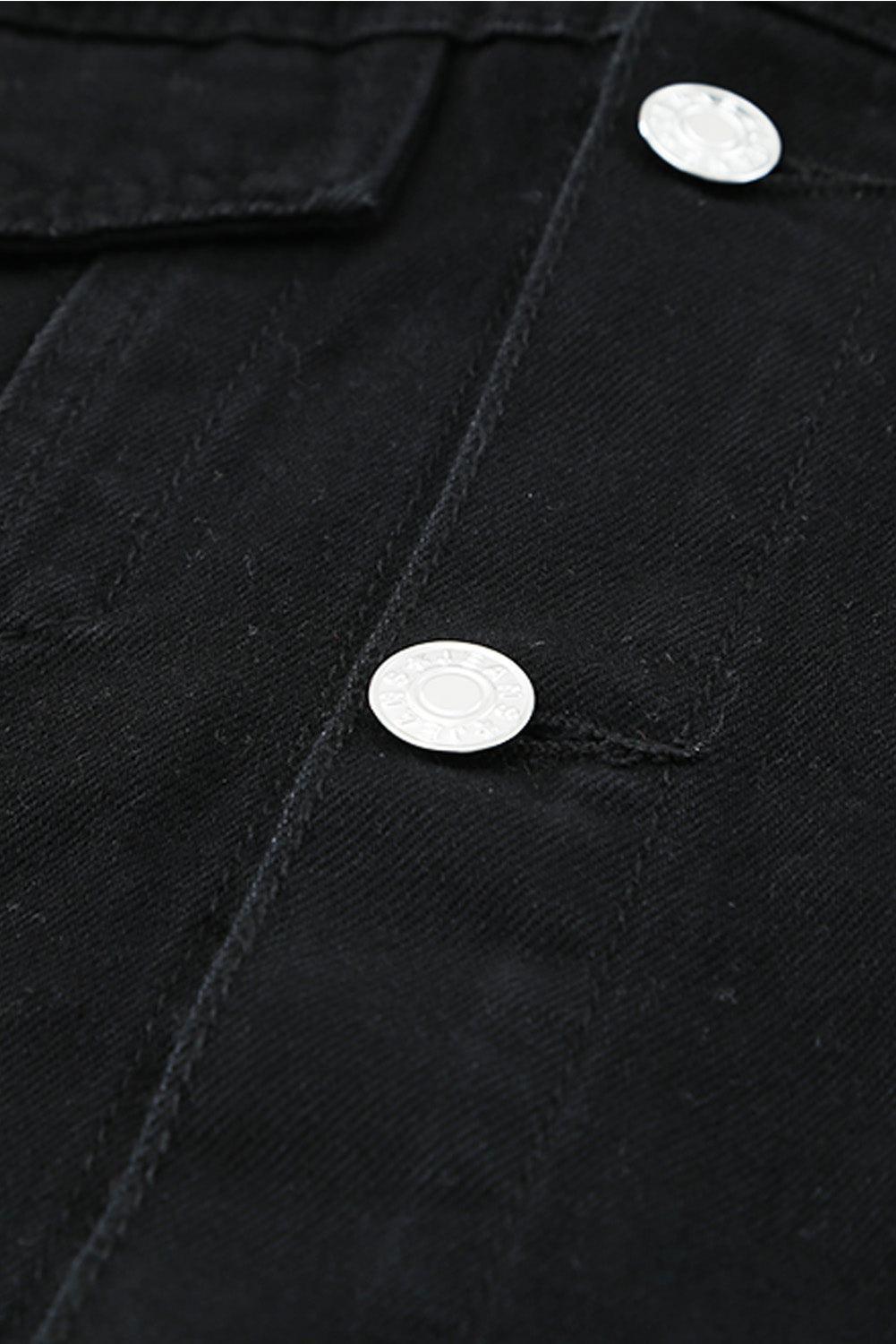 Elated Distressed Button-Up Denim Jacket - MXSTUDIO.COM