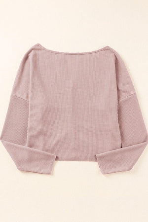 Elated Waffle-Knit Dropped Shoulder Top - MXSTUDIO.COM