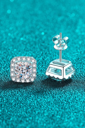 Elegant 2 Carat Moissanite Square Stud Earrings - MXSTUDIO.COM