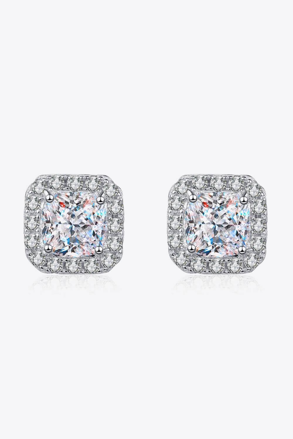 Elegant 2 Carat Moissanite Square Stud Earrings - MXSTUDIO.COM