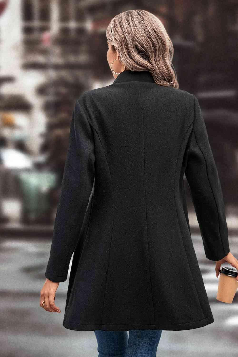 Elegant Chic Buttoned Long Collared Coat-MXSTUDIO.COM