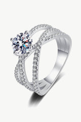 Elegant Triple Layer 1 Carat Moissanite Crisscross Ring - MXSTUDIO.COM