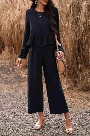 Elegantly Comfy Cropped Wide Leg Pants And Top Set - MXSTUDIO.COM