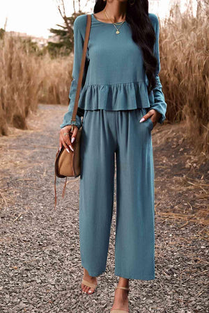 Elegantly Comfy Cropped Wide Leg Pants And Top Set - MXSTUDIO.COM