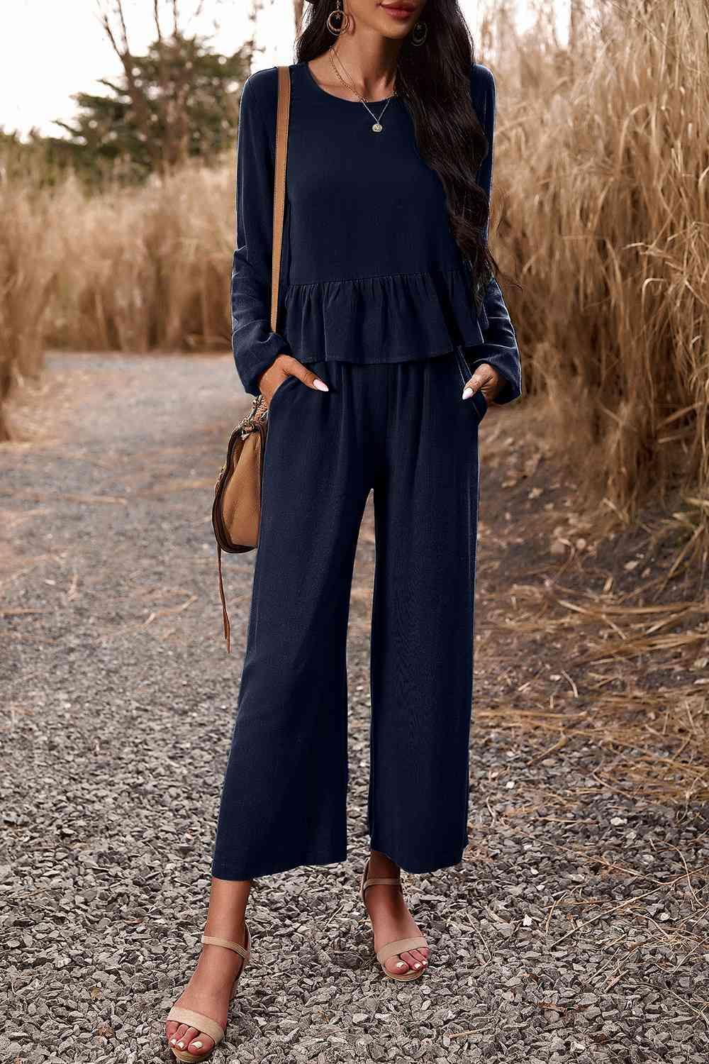 Elegantly Comfy Cropped Wide Leg Pants And Top Set - MXSTUDIO.COM