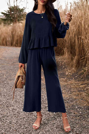 Elegantly Comfy Cropped Wide Leg Pants And Top Set - MXSTUDIO.COM