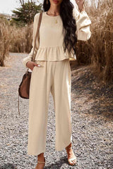 Elegantly Comfy Cropped Wide Leg Pants And Top Set - MXSTUDIO.COM