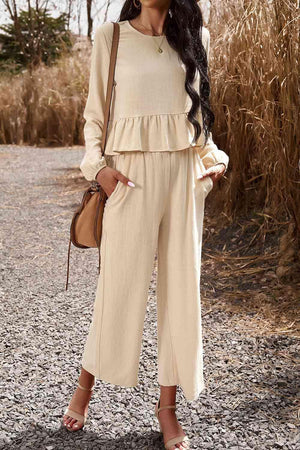 Elegantly Comfy Cropped Wide Leg Pants And Top Set - MXSTUDIO.COM