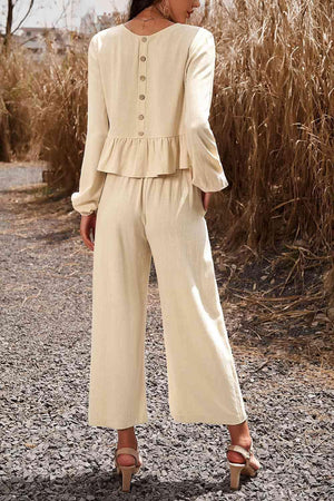 Elegantly Comfy Cropped Wide Leg Pants And Top Set - MXSTUDIO.COM