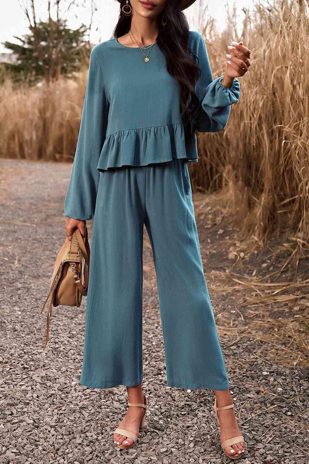 Elegantly Comfy Cropped Wide Leg Pants And Top Set - MXSTUDIO.COM