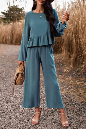 Elegantly Comfy Cropped Wide Leg Pants And Top Set - MXSTUDIO.COM