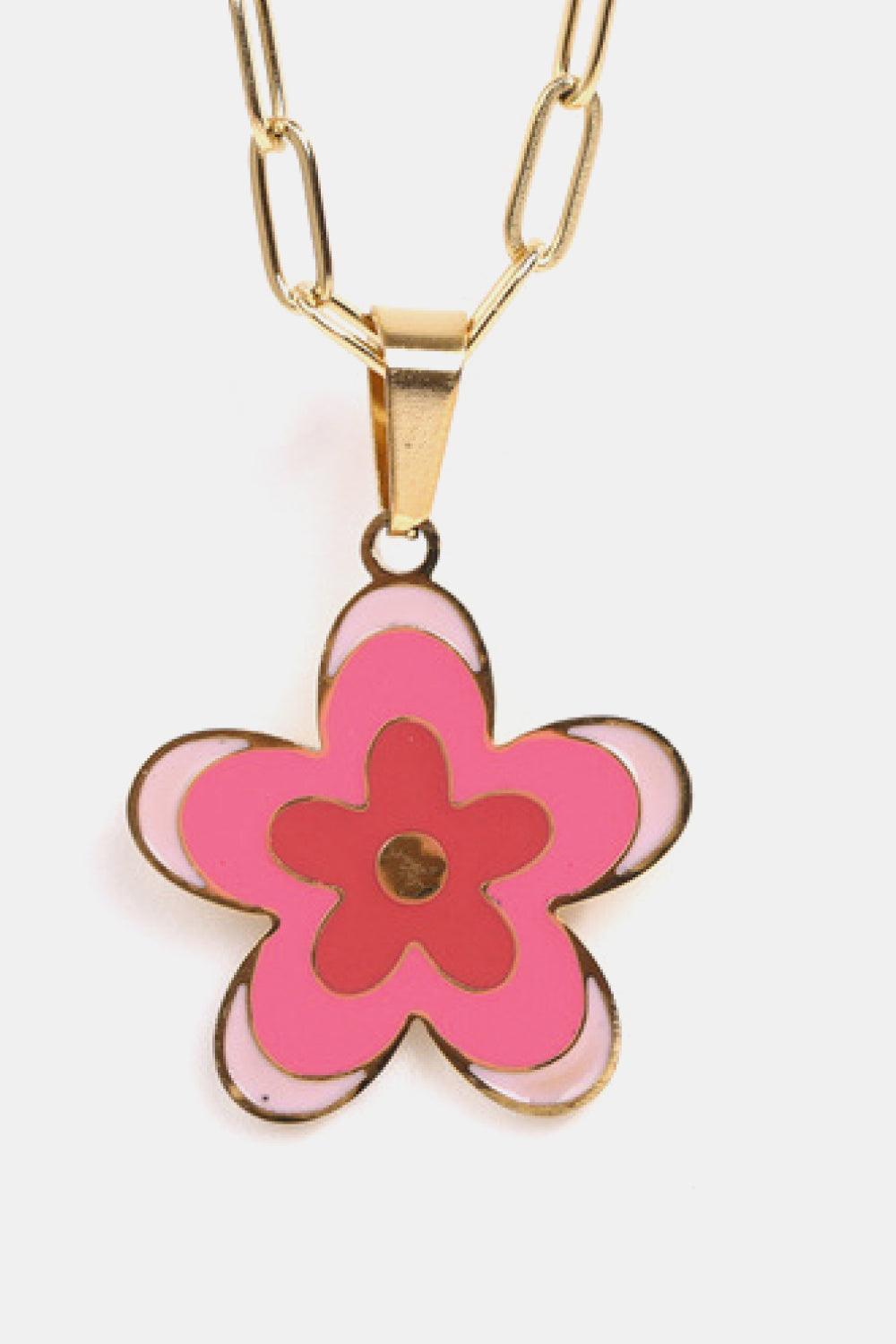 Elegantly Fashioned Flower Pendant Stainless Steel Necklace - MXSTUDIO.COM