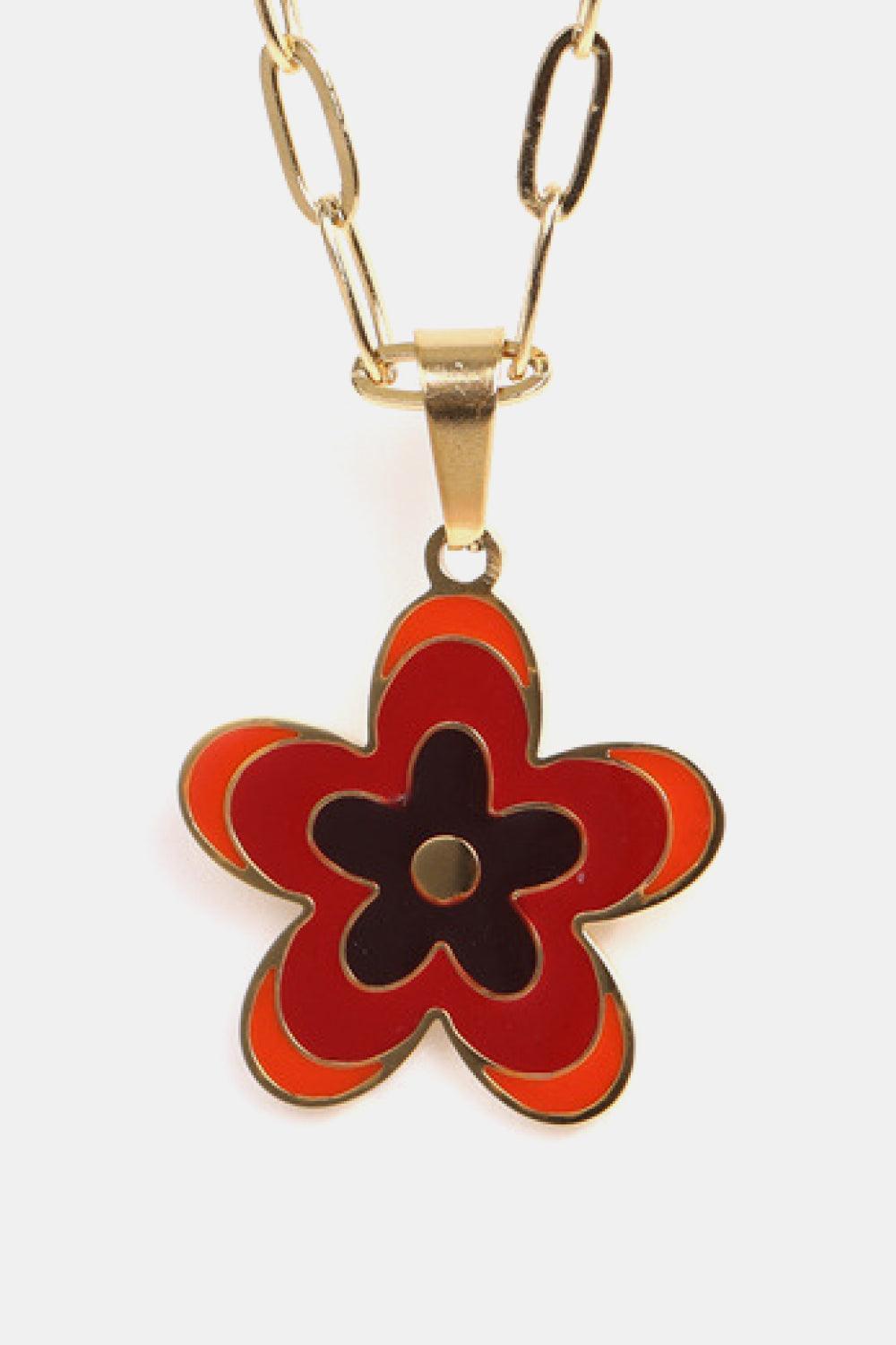 Elegantly Fashioned Flower Pendant Stainless Steel Necklace - MXSTUDIO.COM