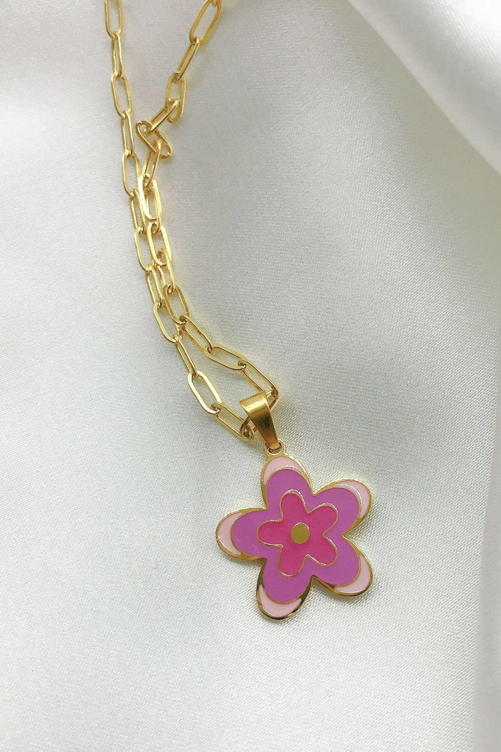 Elegantly Fashioned Flower Pendant Stainless Steel Necklace - MXSTUDIO.COM