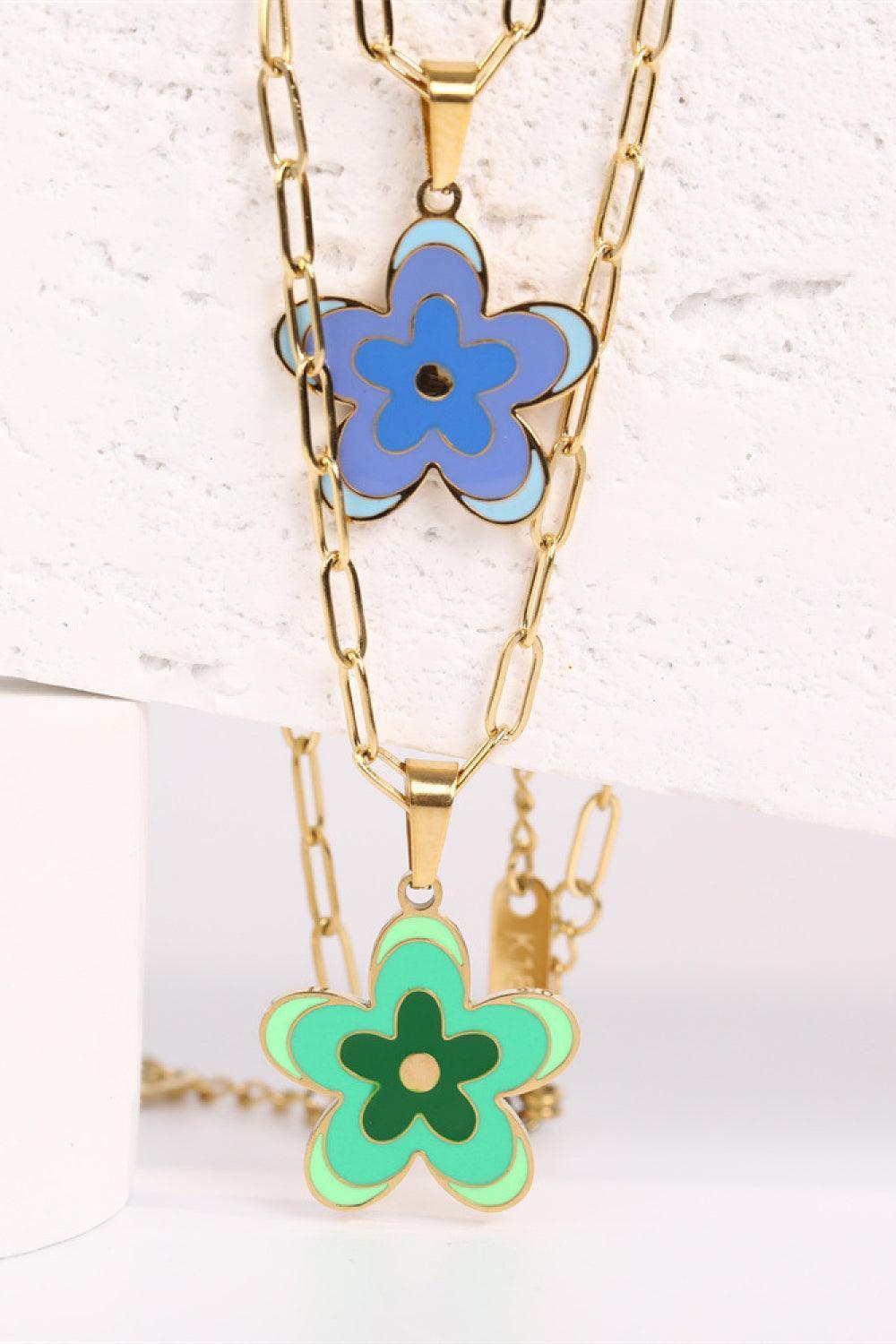 Elegantly Fashioned Flower Pendant Stainless Steel Necklace - MXSTUDIO.COM