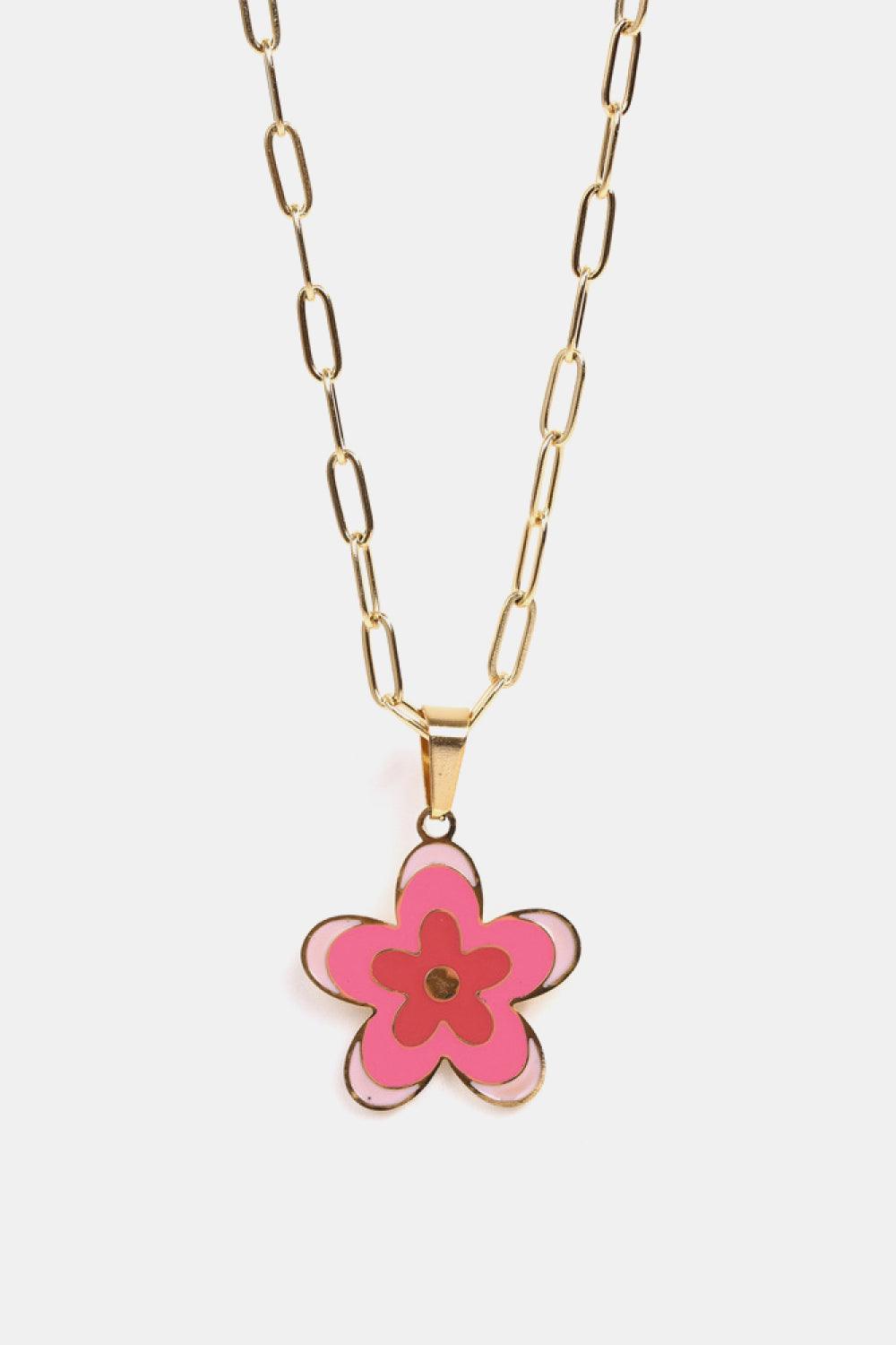 Elegantly Fashioned Flower Pendant Stainless Steel Necklace - MXSTUDIO.COM