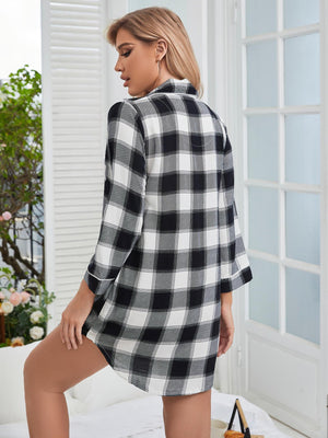 Elevated Comfort Plaid Shirt Dress - MXSTUDIO.COM