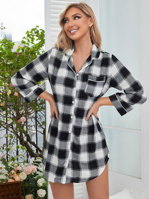 Elevated Comfort Plaid Shirt Dress - MXSTUDIO.COM