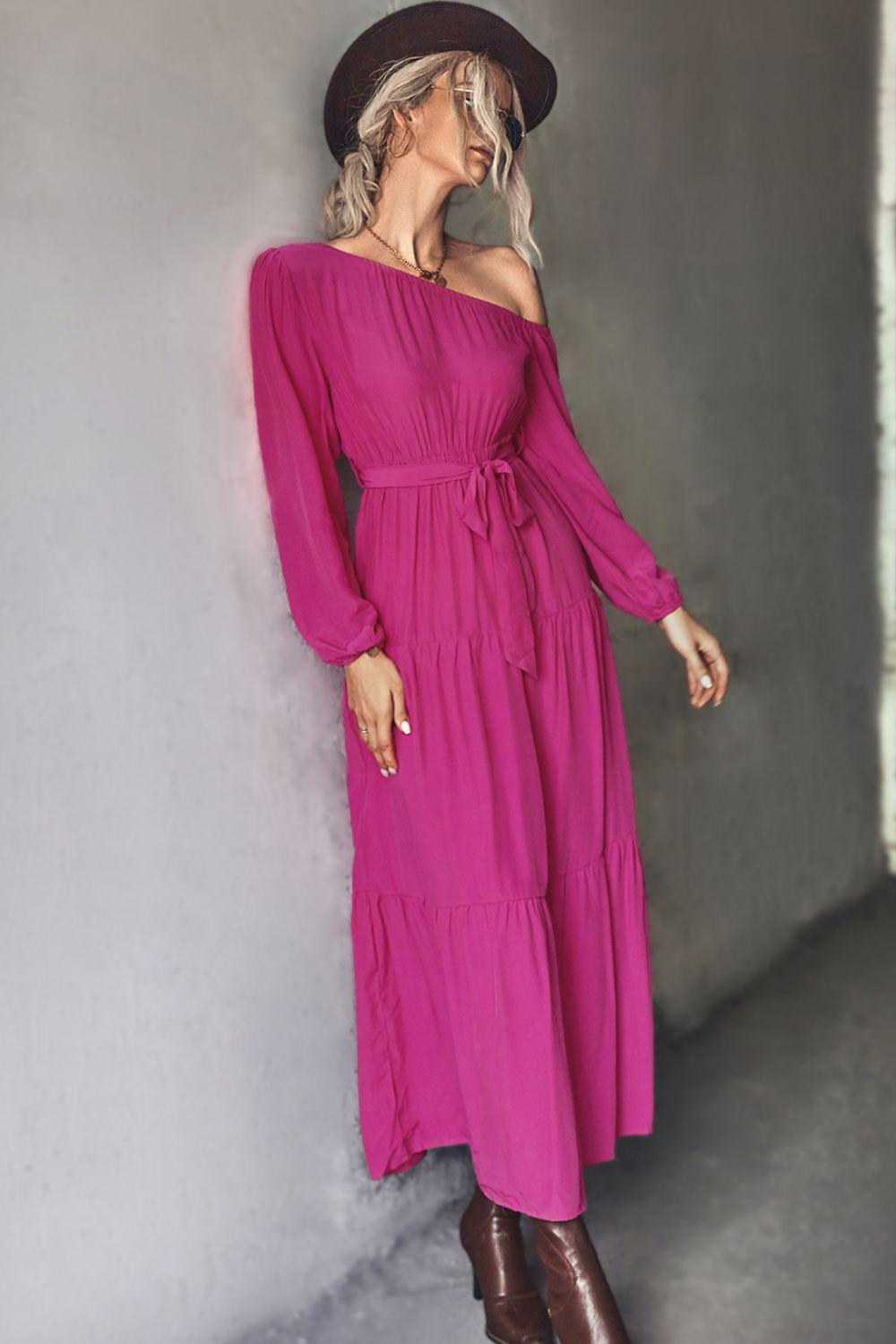 Elite One-Shoulder Tiered Maxi Dress - MXSTUDIO.COM