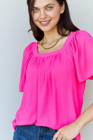 Embrace Femininity Square Neck Short Sleeve Top - MXSTUDIO.COM