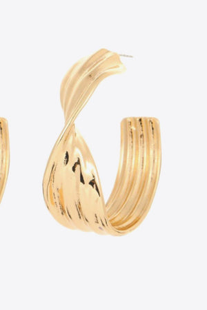 Embrace Glamour Twisted C-Hoop Gold Plated Earrings - MXSTUDIO.COM