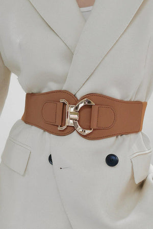 Embrace Self-Worth Alloy Buckle Wide Stretch Waist Belt - MXSTUDIO.COM