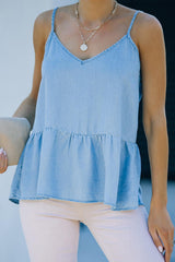 Embrace Simplicity V-Neck Peplum Cami Top - MXSTUDIO.COM