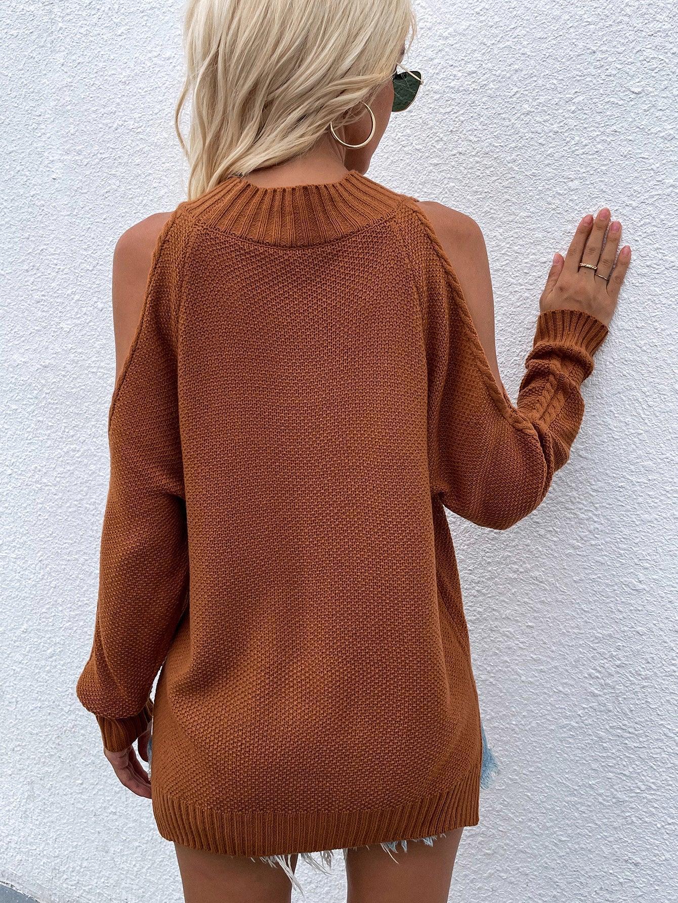 Embrace The Chill Cold Shoulder Tunic Sweater - MXSTUDIO.COM