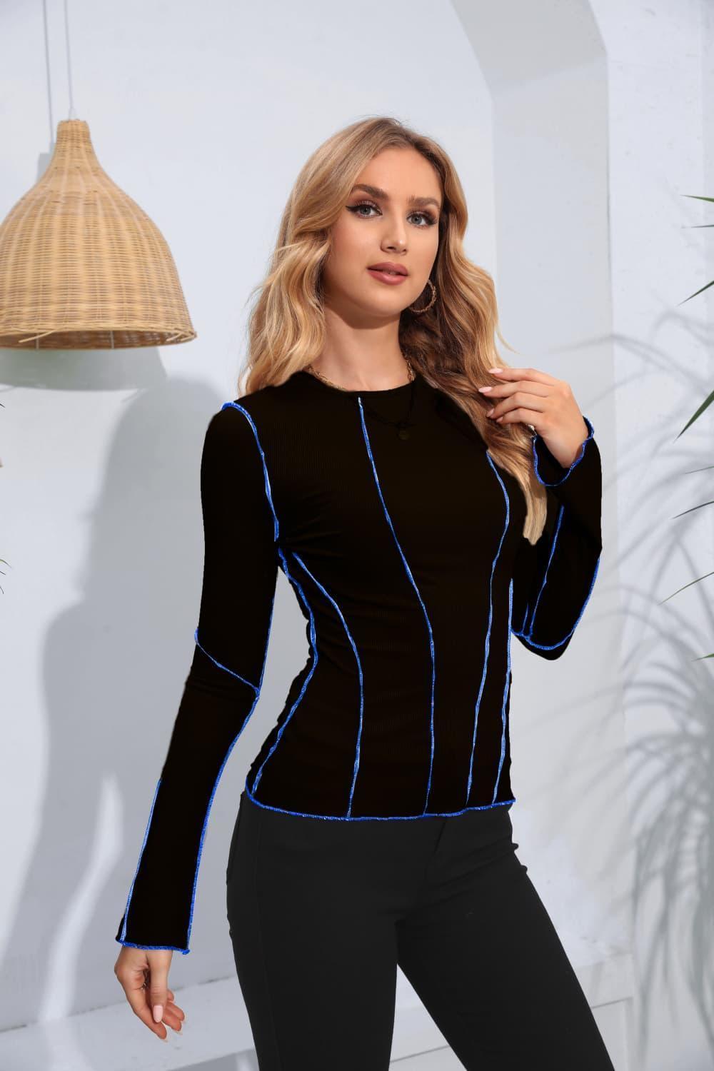 Embrace The Present Ribbed Long Sleeve Top - MXSTUDIO.COM