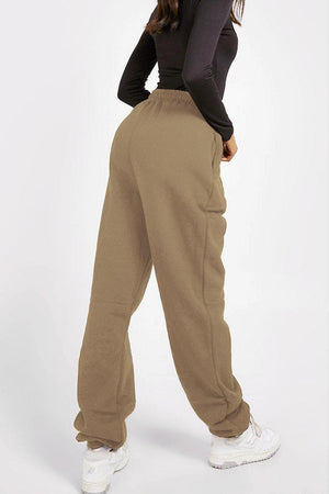 Emoji Graphic Elastic Waist Khaki Sweatpants - MXSTUDIO.COM