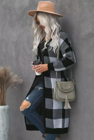 Empowered Duster Buffalo Plaid Cardigan - MXSTUDIO.COM