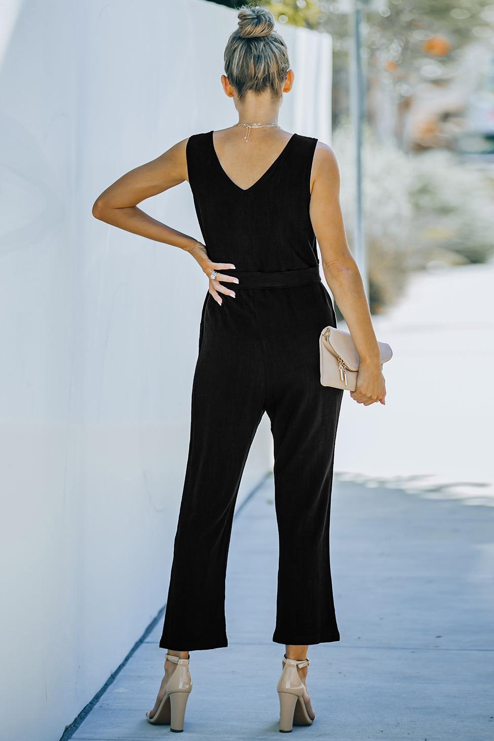 Empowered Woman Black Sleeveless Jumpsuit - MXSTUDIO.COM