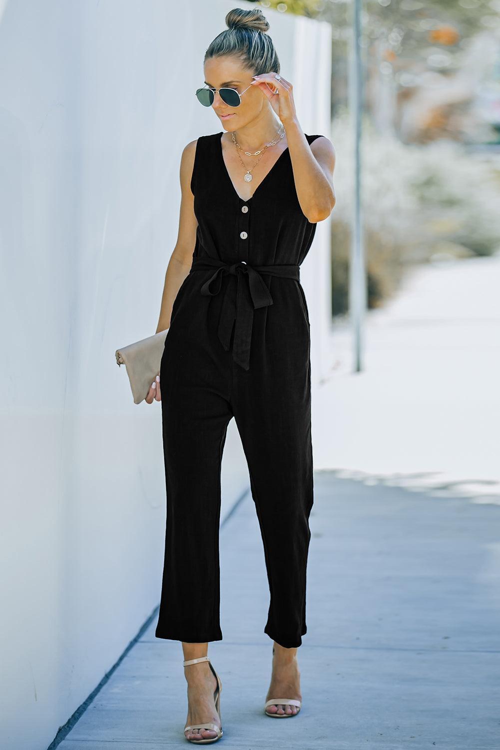 Empowered Woman Black Sleeveless Jumpsuit - MXSTUDIO.COM