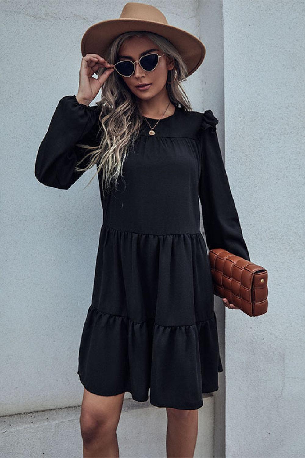 Empowered Woman Black Tiered Dress - MXSTUDIO.COM