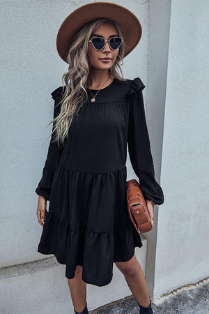 Empowered Woman Black Tiered Dress - MXSTUDIO.COM