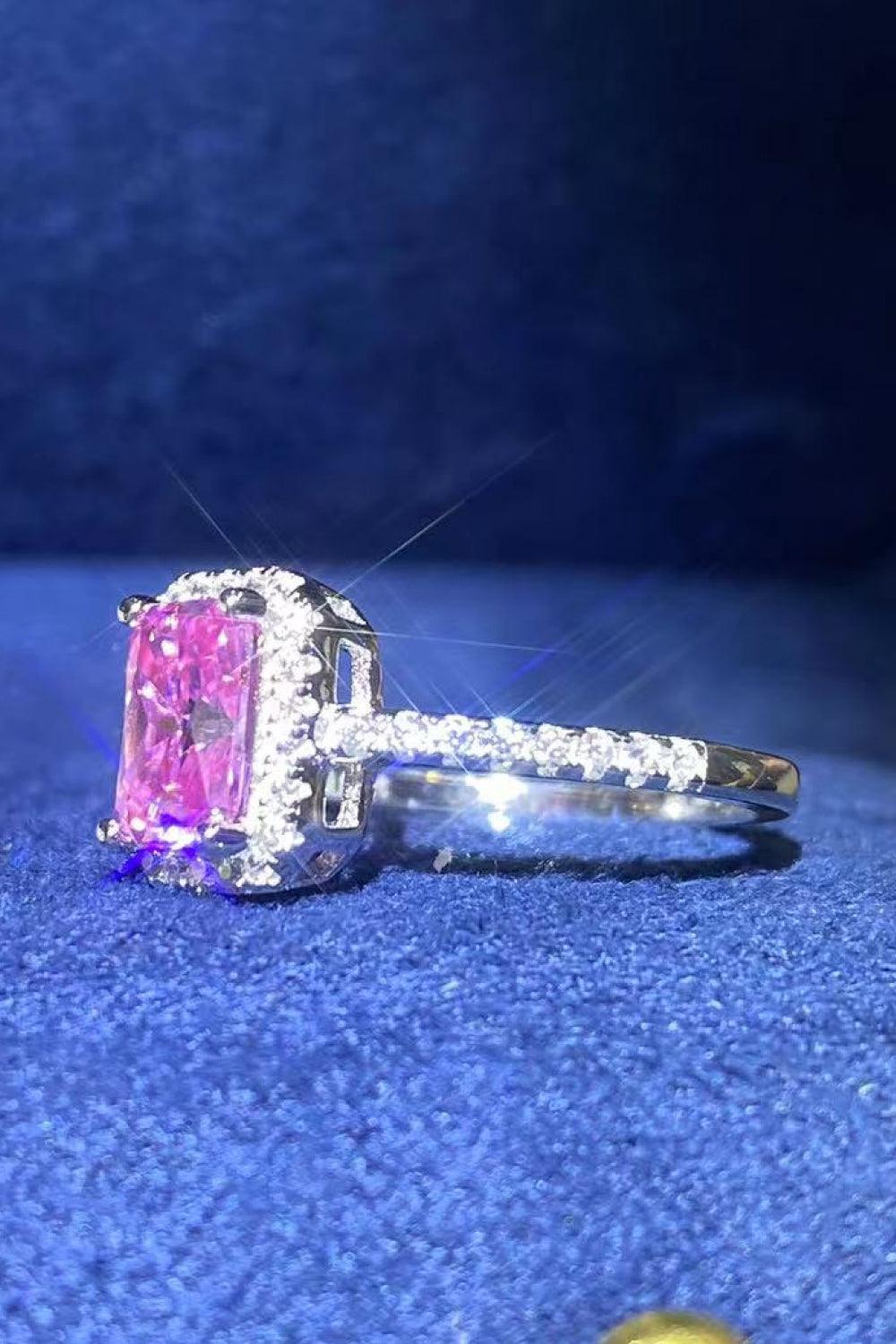 Enamoring Platinum-Plated Pink 2 Carat Moissanite Ring - MXSTUDIO.COM