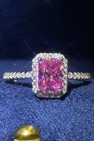 Enamoring Platinum-Plated Pink 2 Carat Moissanite Ring - MXSTUDIO.COM