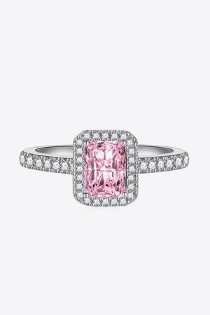 Enamoring Platinum-Plated Pink 2 Carat Moissanite Ring - MXSTUDIO.COM