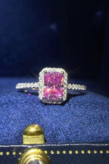 Enamoring Platinum-Plated Pink 2 Carat Moissanite Ring - MXSTUDIO.COM